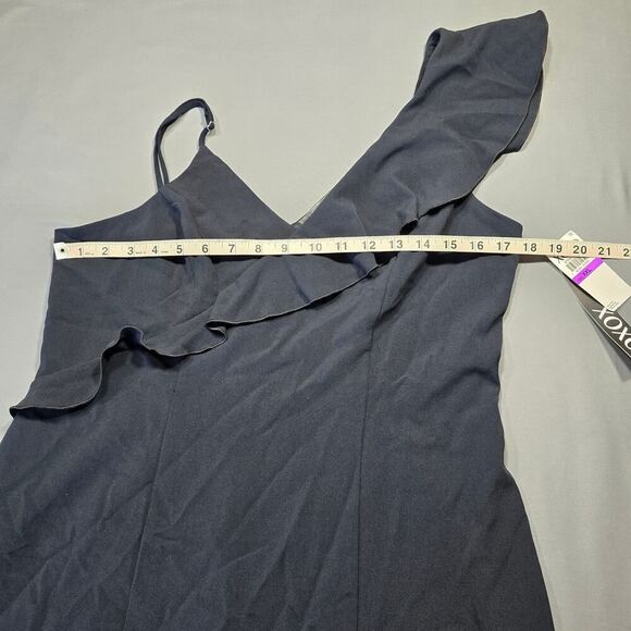 XOXO Black Mini Dress NEW Stretch Bodycon Preppy Ruffle Sleeveless Zip Women XXL - Picture 6 of 9